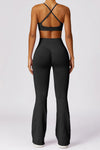 PACK2611638-P2-1, Black Criss Cross Bra and High Waist Flare Pants Active Set