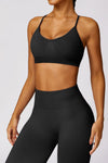 PACK2611638-P2-1, Black Criss Cross Bra and High Waist Flare Pants Active Set