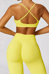 PACK2611638-P7-1, Yellow Criss Cross Bra and High Waist Flare Pants Active Set