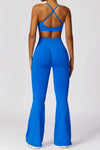 PACK2611638-P305-1, Blue Criss Cross Bra and High Waist Flare Pants Active Set
