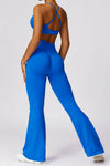 PACK2611638-P305-1, Blue Criss Cross Bra and High Waist Flare Pants Active Set