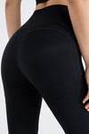 PACK265543-P2-1, Black Exposed Seam Textured Cross Waist Gym Leggings