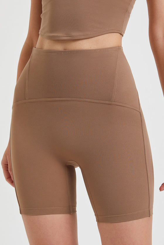 PACK265544-P1016-1, Camel Tailored High Waist Buttock Lifting Fitness Shorts