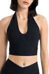 PACK264774-P2-1, Black Sleeveless Halter Neck Active Sports Bra