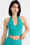 PACK264774-P409-1, Sea Green Sleeveless Halter Neck Active Sports Bra