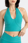 PACK264774-P409-1, Sea Green Sleeveless Halter Neck Active Sports Bra