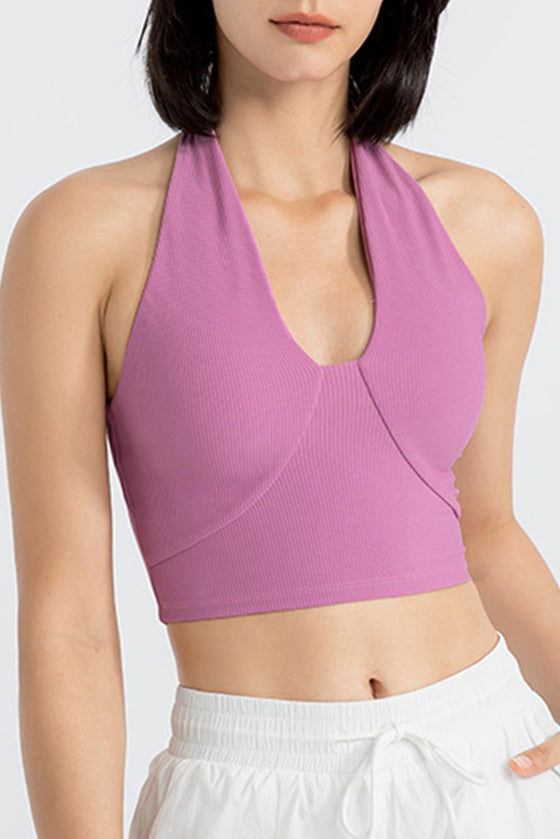 PACK264774-P608-1, Phalaenopsis Sleeveless Halter Neck Active Sports Bra