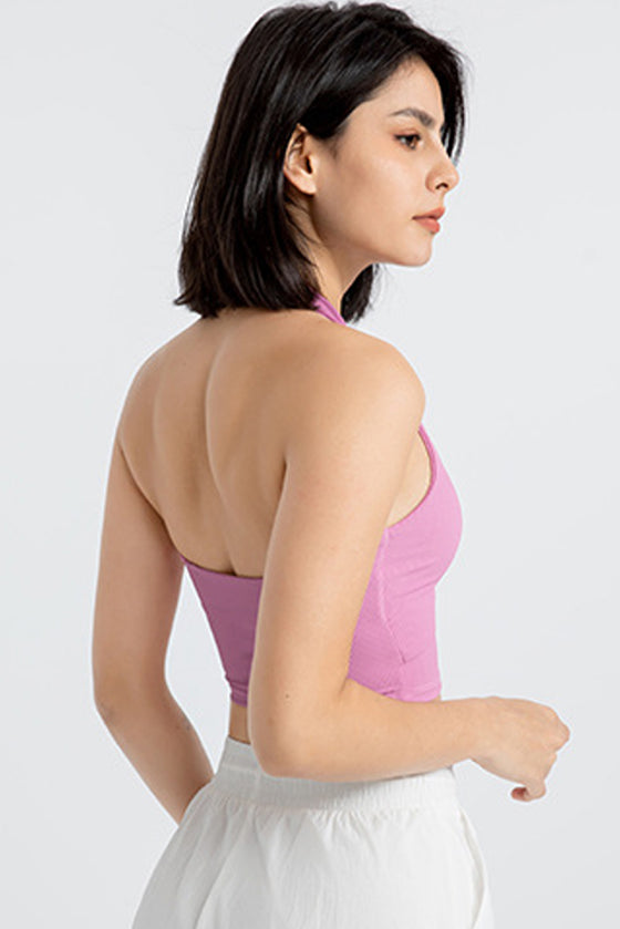 PACK264774-P608-1, Phalaenopsis Sleeveless Halter Neck Active Sports Bra