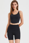 PACK264775-P2-1, Black Crossed Straps Round Hem Workout Top