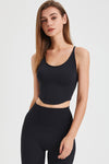 PACK264775-P2-1, Black Crossed Straps Round Hem Workout Top