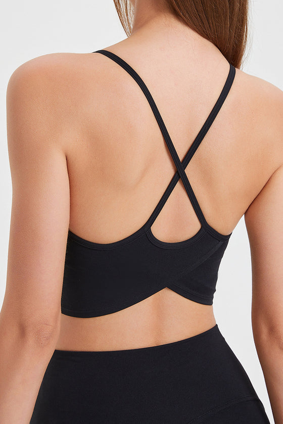 PACK264775-P2-1, Black Crossed Straps Round Hem Workout Top