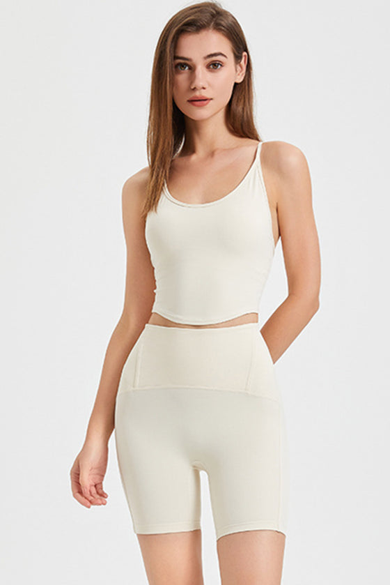 PACK264775-P101-1, White Crossed Straps Round Hem Workout Top