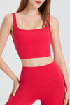 PACK264776-P3-1, Fiery Red U Neck Cropped Sleeveless Gym Top