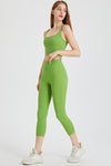 PACK264776-P809-1, Light Green U Neck Cropped Sleeveless Gym Top