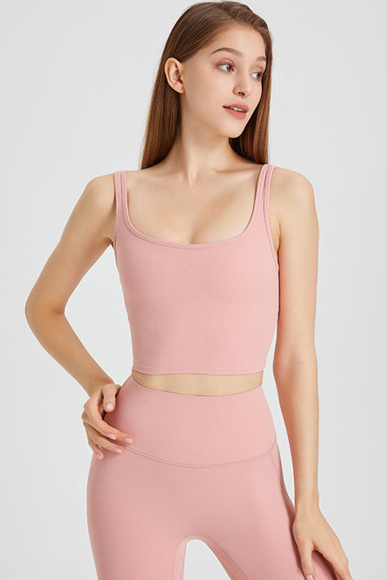 PACK264776-P1010-1, Light Pink U Neck Cropped Sleeveless Gym Top