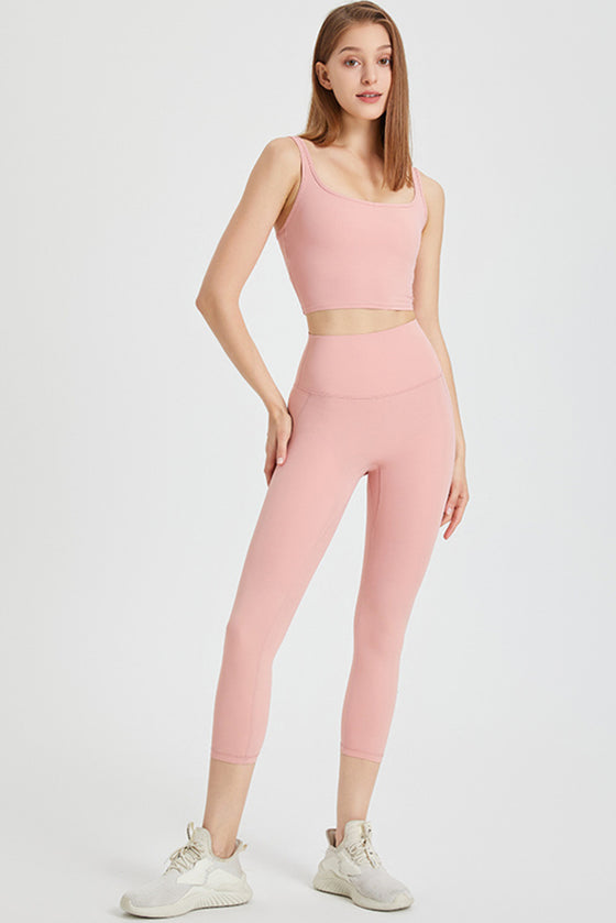 PACK264776-P1010-1, Light Pink U Neck Cropped Sleeveless Gym Top