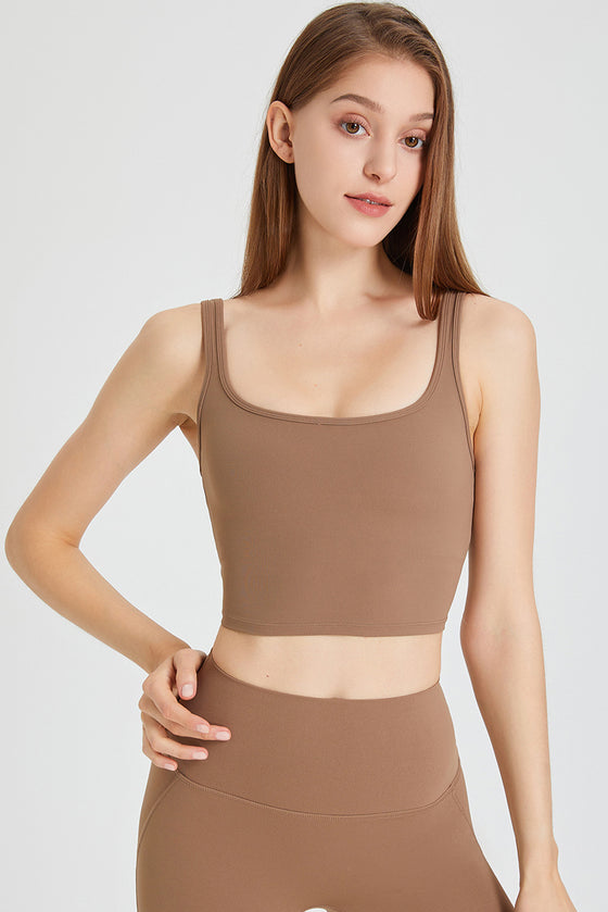 PACK264776-P1016-1, Camel U Neck Cropped Sleeveless Gym Top