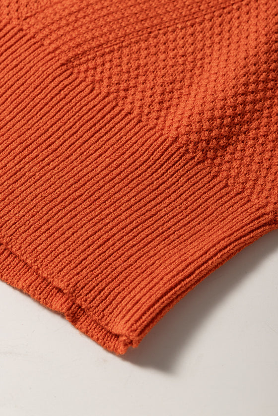 PACK277091-P5014-1, Gold Flame Textured Knit Bubble Sleeve Square Neck Top