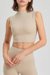 PACK264778-P1015-1, Oatmeal Mock Neck Cropped Sports Tank Top