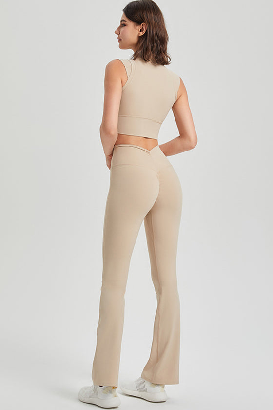 PACK264778-P1015-1, Oatmeal Mock Neck Cropped Sports Tank Top