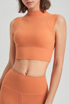 PACK264778-P3014-1, Grapefruit Orange Mock Neck Cropped Sports Tank Top