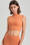 PACK264778-P3014-1, Grapefruit Orange Mock Neck Cropped Sports Tank Top
