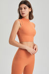 PACK264778-P3014-1, Grapefruit Orange Mock Neck Cropped Sports Tank Top