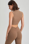 PACK264778-P6017-1, Simply Taupe Mock Neck Cropped Sports Tank Top