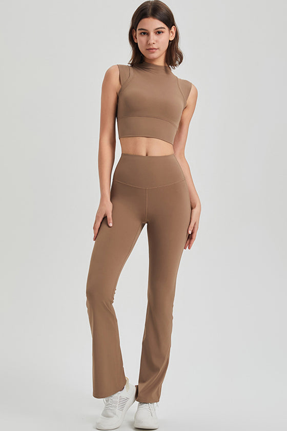 PACK264778-P6017-1, Simply Taupe Mock Neck Cropped Sports Tank Top