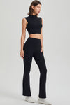 PACK265549-P2-1, Black Ruched High Waist Butt Lift Sports Flared Pants