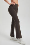 PACK265549-P5017-1, Dark Brown Ruched High Waist Butt Lift Sports Flared Pants