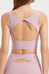 PACK264779-P1010-1, Light Pink Square Neck Cutout Back Crop Yoga Tank Top