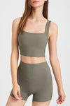 PACK264779-P1609-1, Moss Green Square Neck Cutout Back Crop Yoga Tank Top