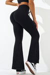PACK265529-P2-1, Black Drawstring High Waist Split Yoga Flared Leggings