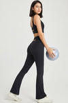 PACK265551-P2-1, Black Back Cross Waistband Active Flared Leggings