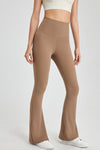 PACK265551-P4016-1, Light French Beige Back Cross Waistband Active Flared Leggings