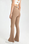 PACK265551-P4016-1, Light French Beige Back Cross Waistband Active Flared Leggings