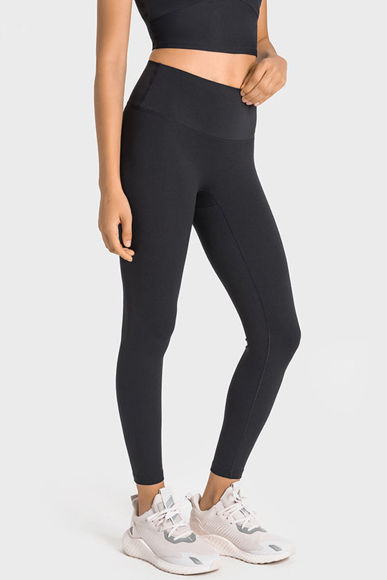 PACK265527-P2-1, Black Wide Waistband Seamless Ankle Leggings