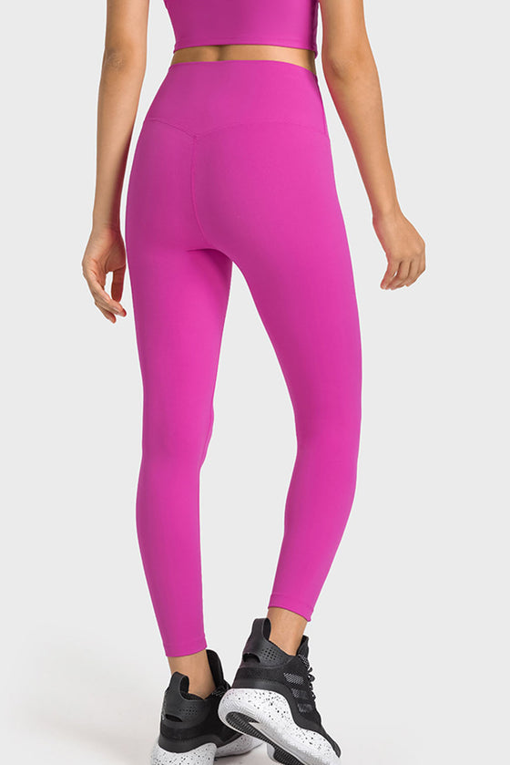 PACK265527-P6-1, Rose Red Wide Waistband Seamless Ankle Leggings