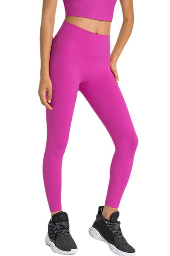 PACK265527-P6-1, Rose Red Wide Waistband Seamless Ankle Leggings