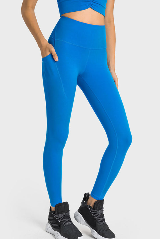 PACK265528-P205-1, Sky Blue Side Pockets Seamless Workout Leggings