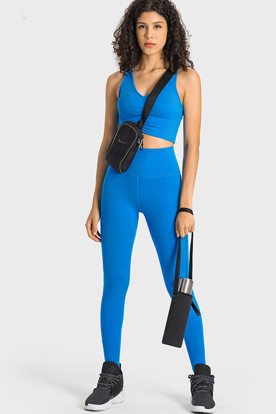 PACK265528-P205-1, Sky Blue Side Pockets Seamless Workout Leggings