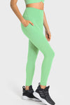PACK265528-P809-1, Light Green Side Pockets Seamless Workout Leggings