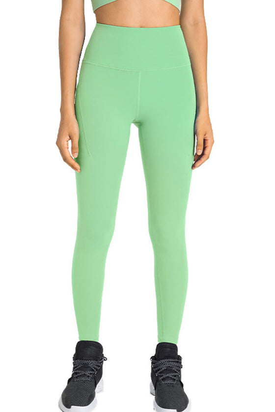 PACK265528-P809-1, Light Green Side Pockets Seamless Workout Leggings