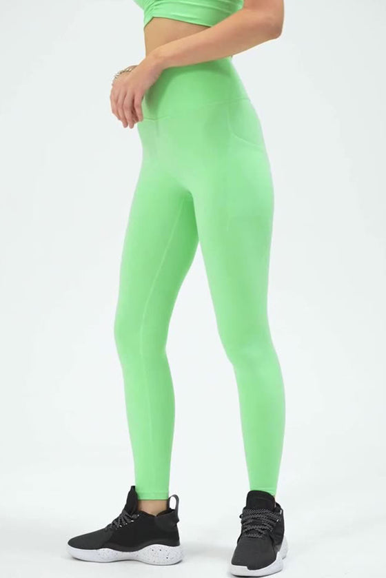 PACK265528-P809-1, Light Green Side Pockets Seamless Workout Leggings