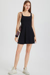PACK267004-P2-1, Black Sleeveless U Neck Back Zipper Sports Mini Dress