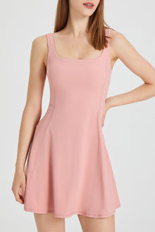  PACK267004-P10-1, Pink Sleeveless U Neck Back Zipper Sports Mini Dress