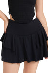 PACK265552-P2-1, Black High Waist Ruffled Sports Athletic Skirt