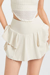 PACK265552-P101-1, White High Waist Ruffled Sports Athletic Skirt