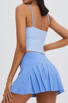 PACK265554-P205-1, Sky Blue Solid Color High Waist Back Pleated Sports Skirt